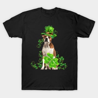 Lucky American Bulldog Shamrock St Patrick's Day T-Shirt